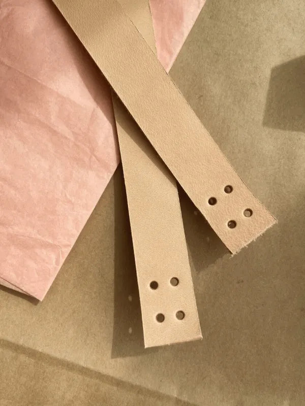 PETITEKNIT Leather Straps for French Market Bag Natural