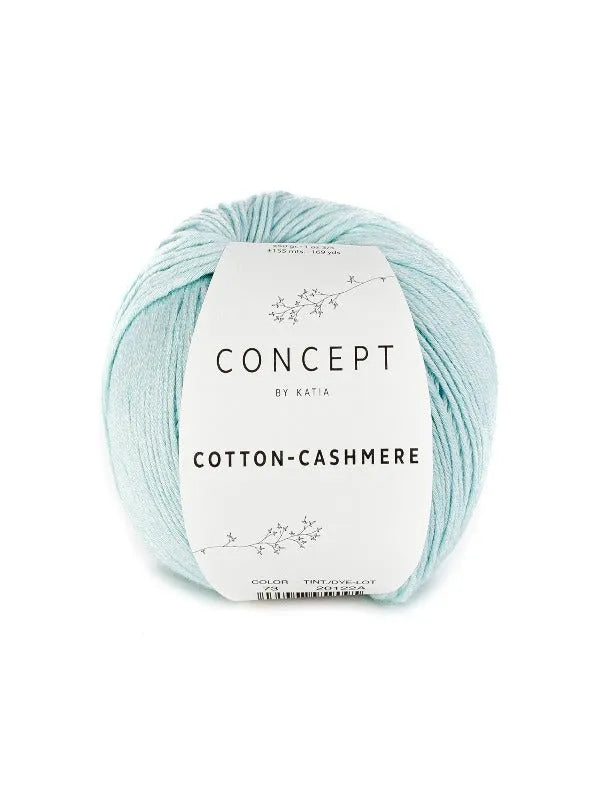 Katia cotton cashmere lanka lähikuva sävy vedensininen 73