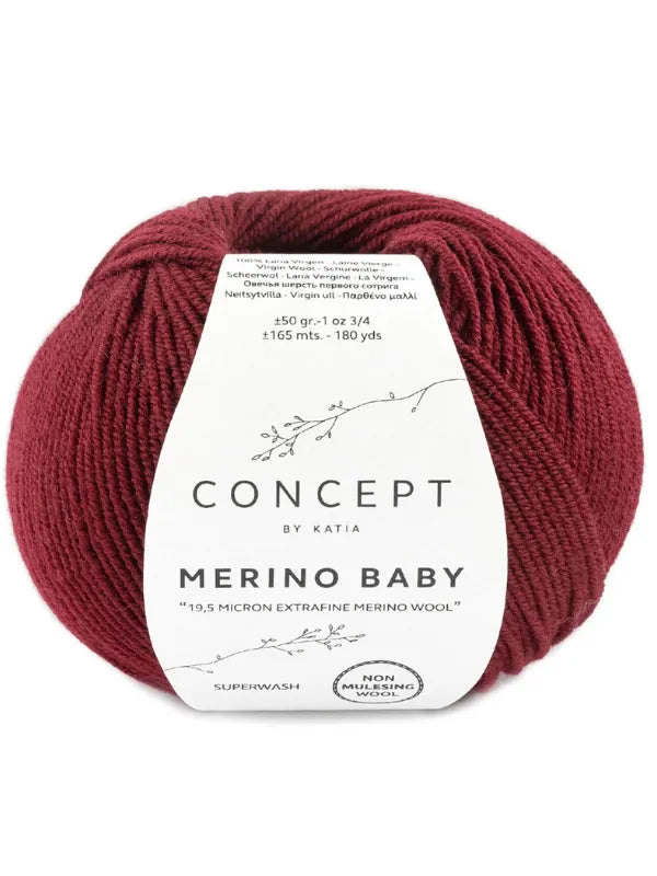 Pehmeä merino baby sävy burgundi 62