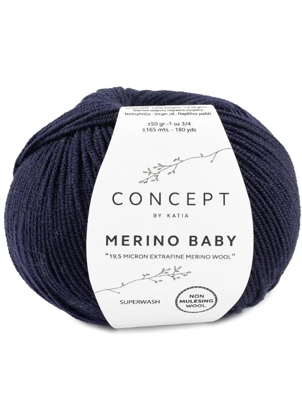 Pehmeä katia merino baby neulontaan sävy hyvin tumma sininen 5