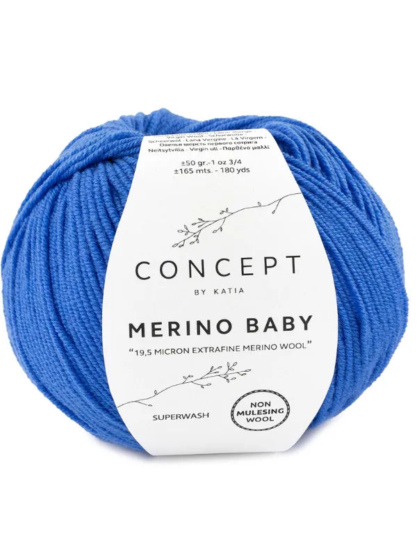 Pehmeä katia merino baby säy kirkas sininen 57