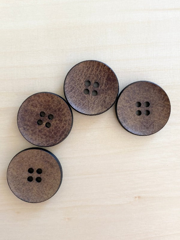 23mm concave, leather button - 20 Brown